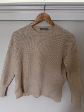 Everlane Neutral Beige Waffle Crewneck Sweater